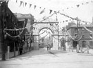 View: s01543 Queen Victoria's visit to Sheffield, decorative arch at Barkers Pool