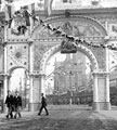 View: s01579 Queen Victoria's visit. Decorations on Pinstone Street, Town Hall in background