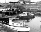 View: s01671 Motor cruisers, Sheffield Canal Basin with Blast Lane goods depot in the background
