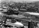 View: s01694 Elevated view of Sheffield Canal Basin and surrounding area from Hyde Park Flats