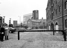 Sheffield Canal Basin after refurbishment showing Merchants Crescent Coal Offices and Grain Warehouse with Smithfield House in the background