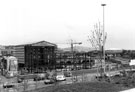 Sheffield Canal Basin, during redevelopment with the Parkway in the foreground