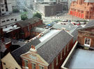 Elevated view of Cambridge Street looking towards Carver Street, taken from Cole Brothers car park, Bethel Walk is between the old Sunday School and Bethel Primitive Methodist Chapel