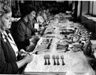 View: s02492 Final Inspection of cutlery before packing at Mappin and Webb Ltd.