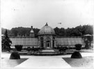 View: s02594 The Grand Conservatory, an imposing tropical house measuring 160 feet long, with two wings and divided by a 35' high domed tower. Became an open-air ward when used as an annex of the 3rd Northern General Hospital, World War I. Demolished by 1935