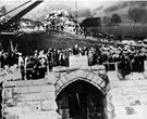 Laying of record stone on the partially constructed Howden Dam by Thomas Robert Gainsford (1844-1910), Chairman of the Derwent Valley Water Board