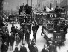 Coronation of King Edward VII, decorated tram in Fargate