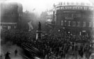 View: s02889 Armistice Day in Town Hall Square looking towards Barkers Pool, Nos. 66, 68 and 70 Leopold Street, A. Wilson Peck and Co. Ltd., Music Warehouse, right