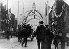 View: s03170 Decorative arch on Fitzwilliam Street to celebrate the royal visit of King Edward VII and Queen Alexandra