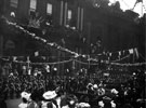View: s03180 Cutlers Hall, Church Street, decorated for royal visit of King Edward VII and Queen Alexandra