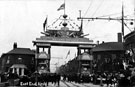 View: s03201 Decorative arch on Savile Street to celebrate the royal visit of King Edward VII and Queen Alexandra, sponsored by John Brown and Co., designed and erected by G.H. Hovey