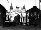 View: s03211 Decorative arch sponsored by Vickers Sons and Maxim, Brightside Lane, to welcome King Edward VII and Queen Alexandra on their visit to Sheffiela
