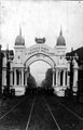 Decorative arch sponsored by Vickers Sons and Maxim, Brightside Lane, to welcome King Edward VII and Queen Alexandra on their visit to Sheffield