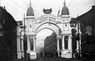 Decorative arch sponsored by Vickers Sons and Maxim, Brightside Lane, to welcome King Edward VII and Queen Alexandra on their visit to Sheffield