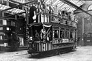 Royal visit of King Edward VII and Queen Alexandra. Decorated tram