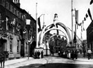 Decorative arch on Fitzwilliam Street to celebrate the royal visit of King Edward VII and Queen Alexandra