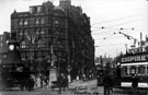 View: s03284 High Street and Fitzalan Square decorated for the royal visit of King Edward VII and Queen Alexandra, looking towards Marples Hotel, No. 4 Fitzalan Square