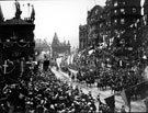 View: s03298 Royal visit of King Edward VII and Queen Alexandra, High Street, Fitzalan Market Hall, left, King's Head Hotel, right