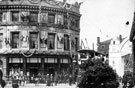 View: s03314 Lady's Bridge Hotel, junction of Bridge Street and Waingate, showing decorations for the royal visit of King Edward VII and Queen Alexandra.