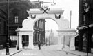 Decorative arch, Commercial Street to celebrate the royal visit of King Edward VII and Queen Alexandra
