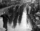 York and Lancaster Regiment, 69 W.R. Home Guard in march past Town Hall 	