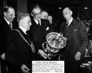 Anthony Eden, Sir Harold West, and the Lord Mayor at the 'Sheffield On Its Mettle' Exhibition