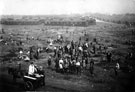 Sorting out coal at Tinsley during Yorkshire Collier's Strike, Munition huts at Norcross Avenue, Tinsley in background.