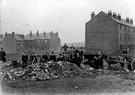 Residents digging for coal during the Coal Lockout of 1893 on land behind Handsworth Hill (later renamed Main Road), housing extreme right later became part of Bedford Street