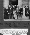 Opening of the Mappin Art Gallery. Group includes the Mayor, Sir Henry Stephenson, Sir Frederick Thorpe Mappin (1821-1910), and Mr. A. J. Mundella, MP (1825-1897) who is seen to be holding a paper in his left hand