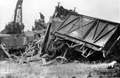 Derailed wagons at Woodhouse Mill after the crash