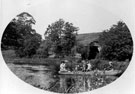 Rowing boat on unidentified pond, probably Rivelin or Loxley Valley