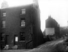 School Lane from Nos 51 and 51A Duke Street, rear of Feathers Inn in extreme background