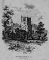 Beauchief Abbey, off Abbey Lane, showing the original upper storey of the tower, which was later lost. Founded by Robert Fitz Ranulf, Lord of Alfreton, around 1183. After the Dissolution in 1537, the site became the property of Sir Nicholas Strelley.