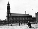 St. James C. of E. Church, from Church Street at junction with Townhead Street. Consecrated in 1789 and destroyed in the Blitz of 1940.