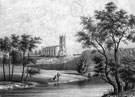 Christ Church, Attercliffe Road from the River Don. Described in early directories as standing near the bold cliff which overhangs the Don