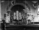 Interior of The Ascension Church, Oughtibridge, decorated for Harvest Festival