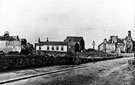 General view of Manor Lane. Properties include Manor Wesleyan Chapel, the first preaching house at Manor (centre with high roof), Manor House ruins and Manor Castle Colliery owned by Nunnery Colliery Co. Ltd., left