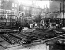 Ballroom Floor under construction, City Hall. Opened 1932. Containing 6 halls, named the Oval, Memorial, Mezzanine, North, Central and South