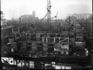 City Hall, under construction, from Barker's Pool. Opened 1932. Containing 6 halls, named the Oval, Memorial, Mezzanine, North, Central and South