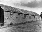 Lees Hall outbuildings, large stone barn to the west of Lees Hall with slate roof