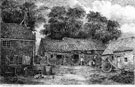 Engraving of Machon Bank Farm, Machon Bank, Nether Edge. Most probably the farm next to Machon Bank Cottage