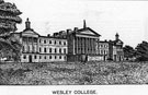 Wesley College, Glossop Road, former Wesleyan Proprietary Grammar School, erected 1838. Became King Edward VII School, which opened September 1905. Formed by the amalgamation of Royal Grammar School and Wesley College