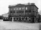 Pack Horse Inn, No 2 West Bar, junction of Newhall Street (later became Snig Hill). Grand Theatre of Varieties, West Bar, in background