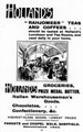 Advertisement for Holland's Grocery Stores and Tea Rooms, Fargate and Chapel Walk