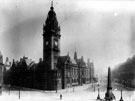View: s07293 Town Hall and Jubilee Monolith, Town Hall Squre looking towards Pinstone Street, pre 1905