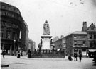 Queen Victoria Statue, Town Hall Square, former premises of Johnson and Appleyards Ltd., cabinet makers, left, (prior to opening of Wilson Peck), No 70, Fargate, Charles A. George, chemist, right Queen Victoria Statue, Town Hall Square, former premises of Johnson and Appleyards Ltd., cabinet makers, left, (prior to opening of Wilson Peck), No 70, Fargate, Charles A. George, chemist, right