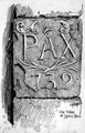 Carved 'PAX' Stone dated 1732 from outbuilding, Lees Hall, Norton Carved 'PAX' Stone dated 1732 from outbuilding, Lees Hall, Norton