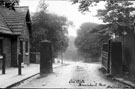 Lodge and gates, Park Lane, Broomhall Road and Collegiate Crescent beyond gates. Posts still there in 1969