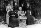 Mrs. Goodison, lower left, with her daughters and daughter-in-law at Fox Holes Lodge, Rivelin