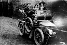 James Hardcastle, his wife and their daughter Doreen on Beaver Hill Road. The car is a 2-cylinder Wolseley of 1904.